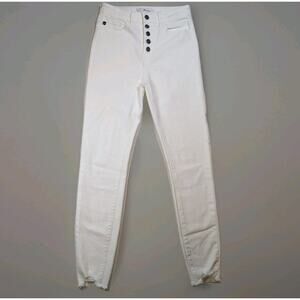 KanCan White Skinny Jeans High Rise Button Fly Stretch Denim Size 3/25 Summer